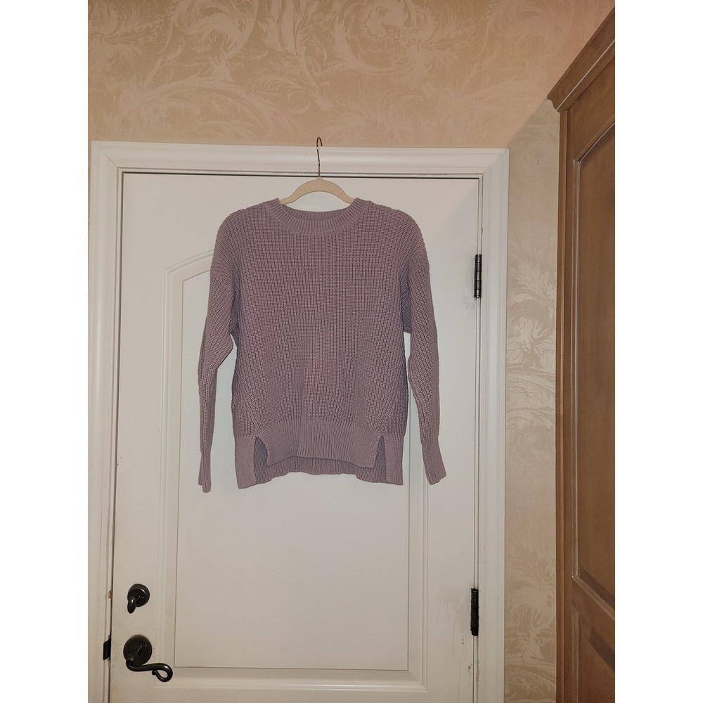 Aeropostale Womens XS Lavender Purple Shaker Knit Crewneck Sweater Side Slits